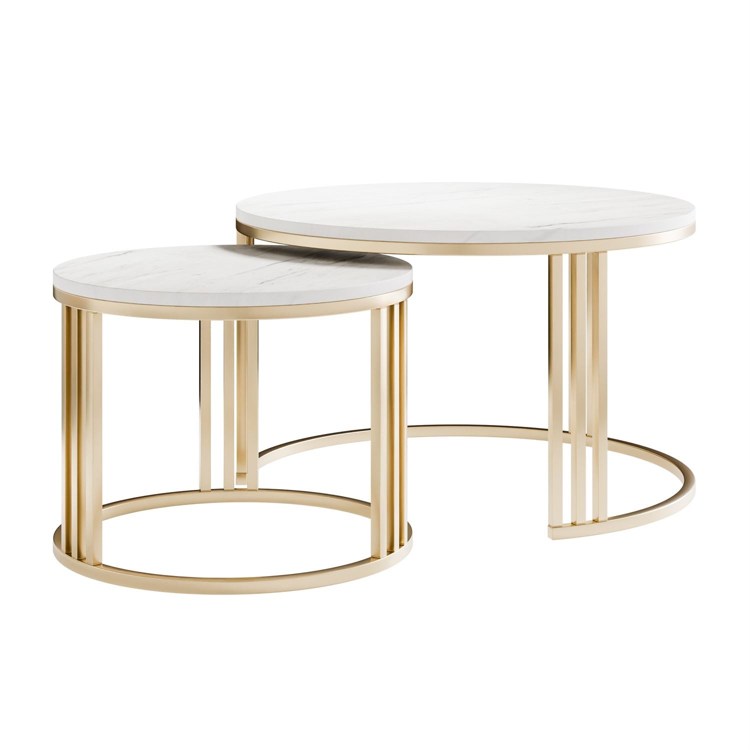 Runder Couchtisch 2in1 LORI MAT gebürstetes Gold