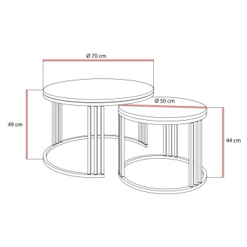 Runder Couchtisch 2in1 LORI MAT gebürstetes Gold