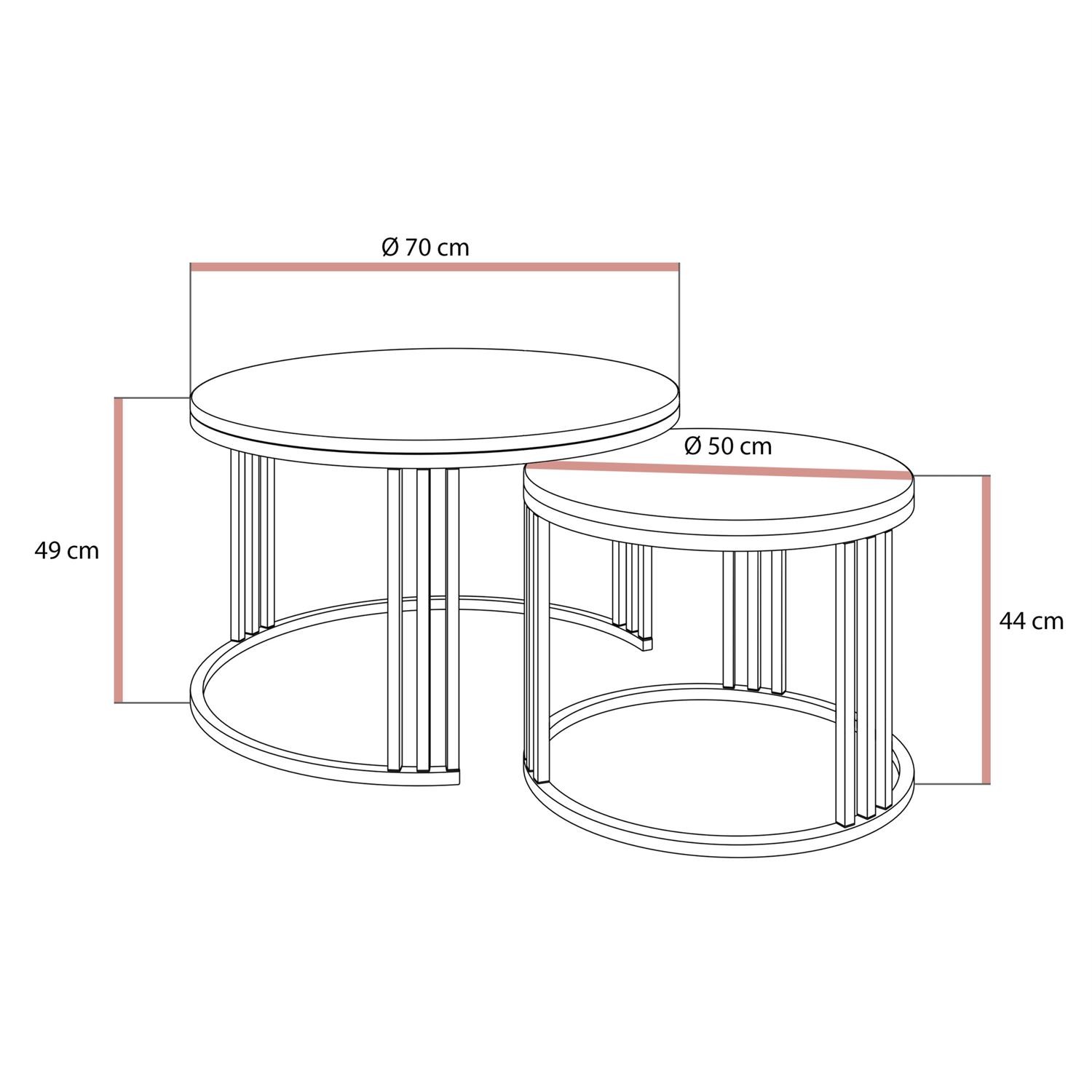 Runder Couchtisch 2in1 LORI MAT gebürstetes Gold