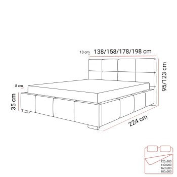 Polsterbett SARA mit Behälter 120/140/160/180x200 cm