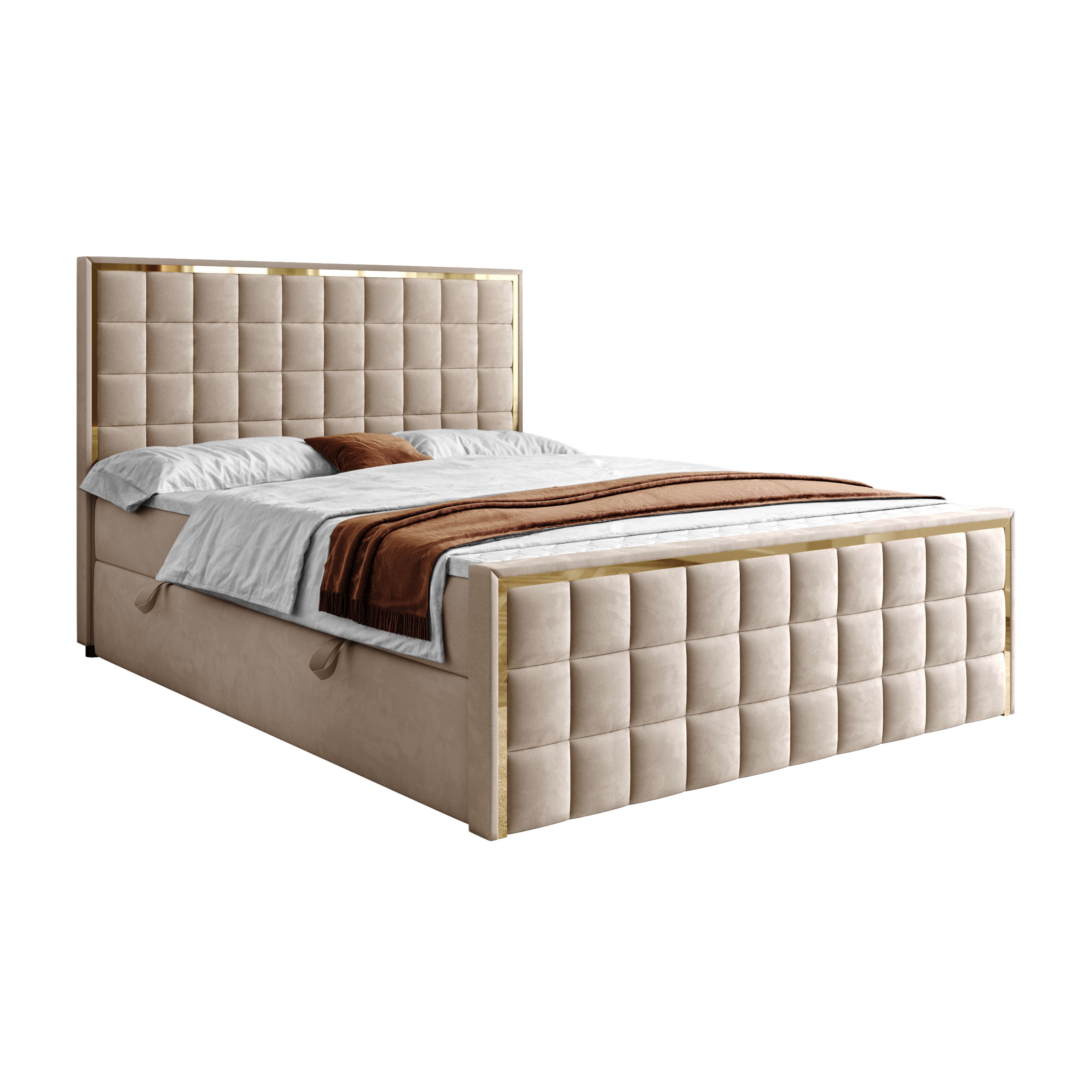 Boxspringbett ISADORA II GOLD mit Bettkasten
