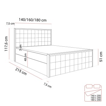 Kontinentalbett ISADORA II GOLD mit Bettkasten