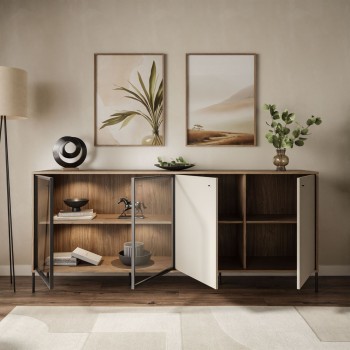 Viertürige Kommode ISA 4D mit LED-Beleuchtung auf hohen Beinen