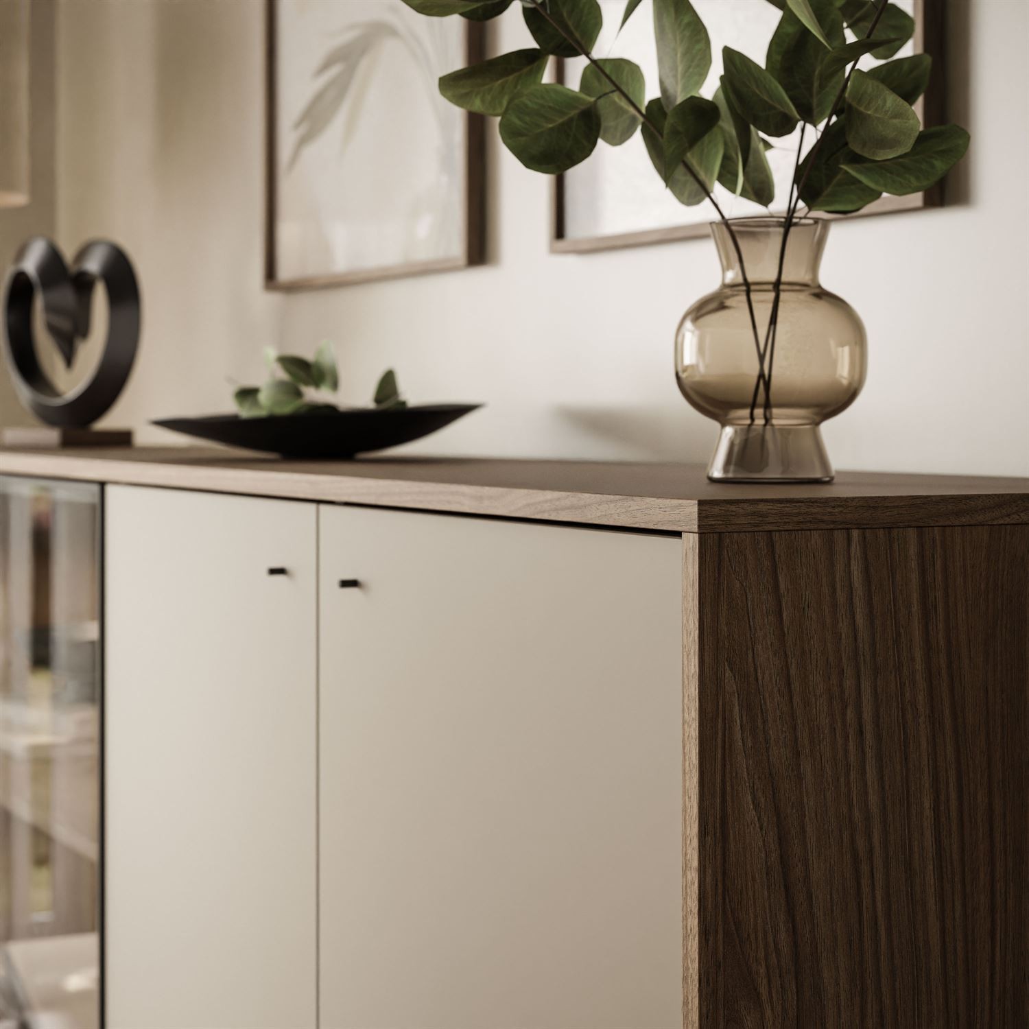 Viertürige Kommode ISA 4D mit LED-Beleuchtung auf hohen Beinen