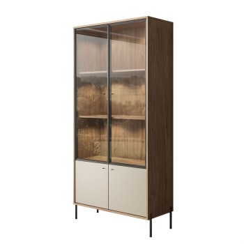 ISA-Vitrine mit zwei Türen, LED-Beleuchtung und hohen Füßen