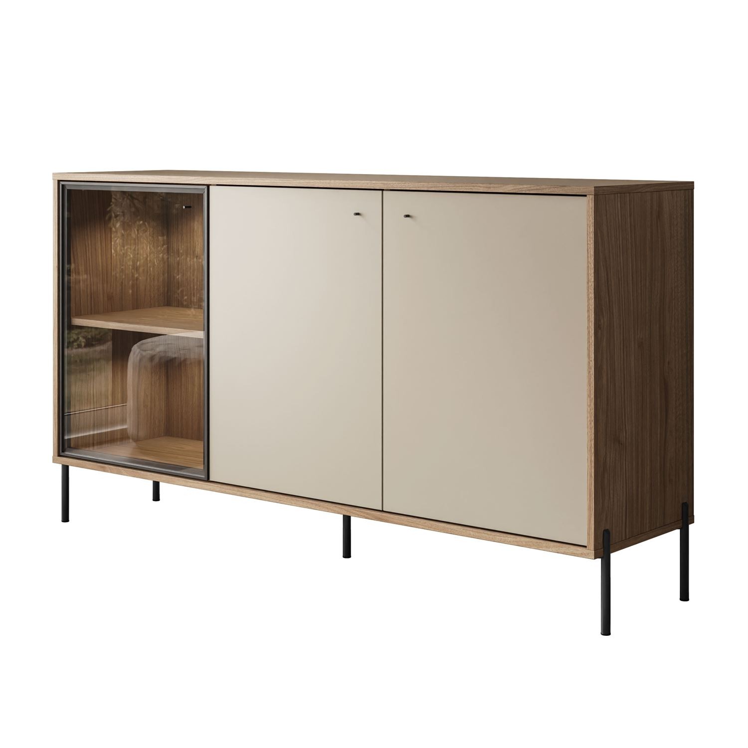 Dreitägige Kommode ISA 3D mit LED-Beleuchtung auf hohen Beinen