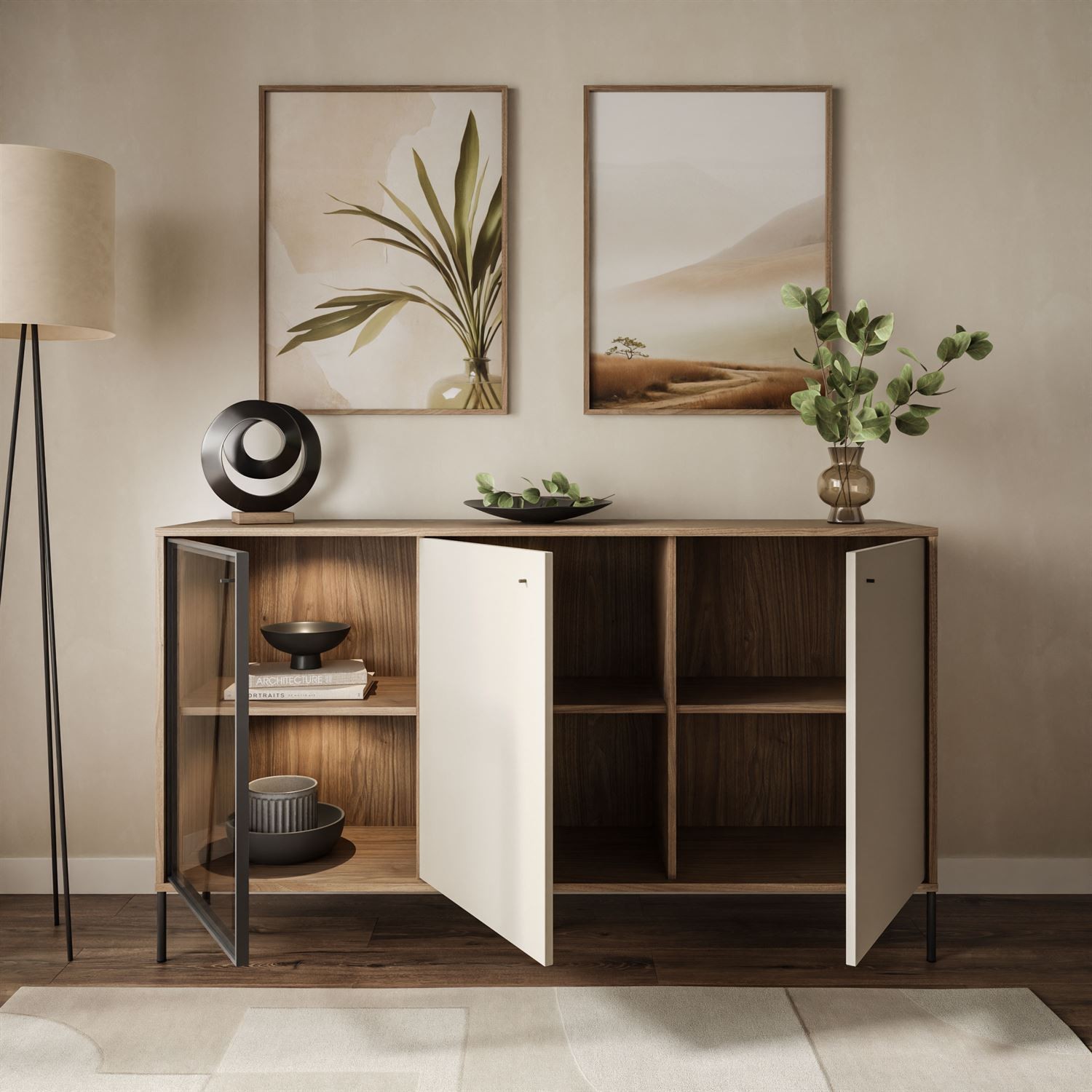 Dreitägige Kommode ISA 3D mit LED-Beleuchtung auf hohen Beinen