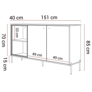 Dreitägige Kommode ISA 3D mit LED-Beleuchtung auf hohen Beinen