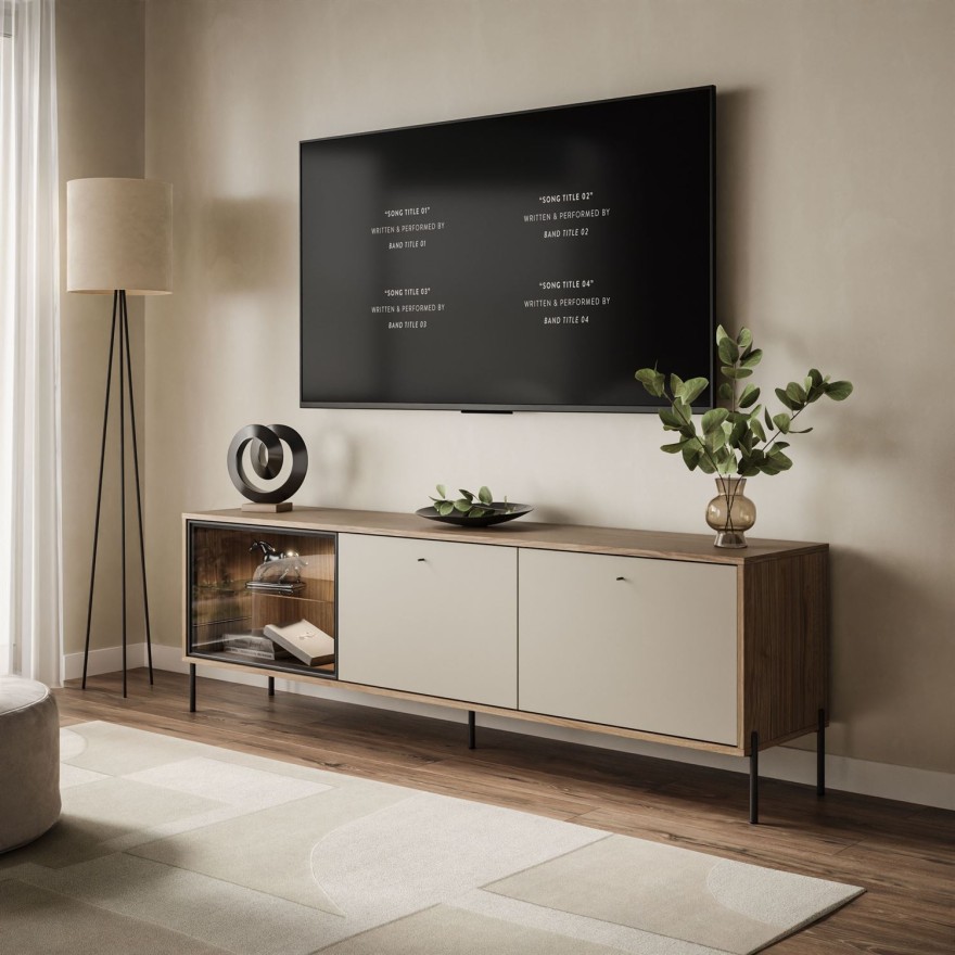 ISA TV-Schrank mit LED-Beleuchtung auf hohen Beinen