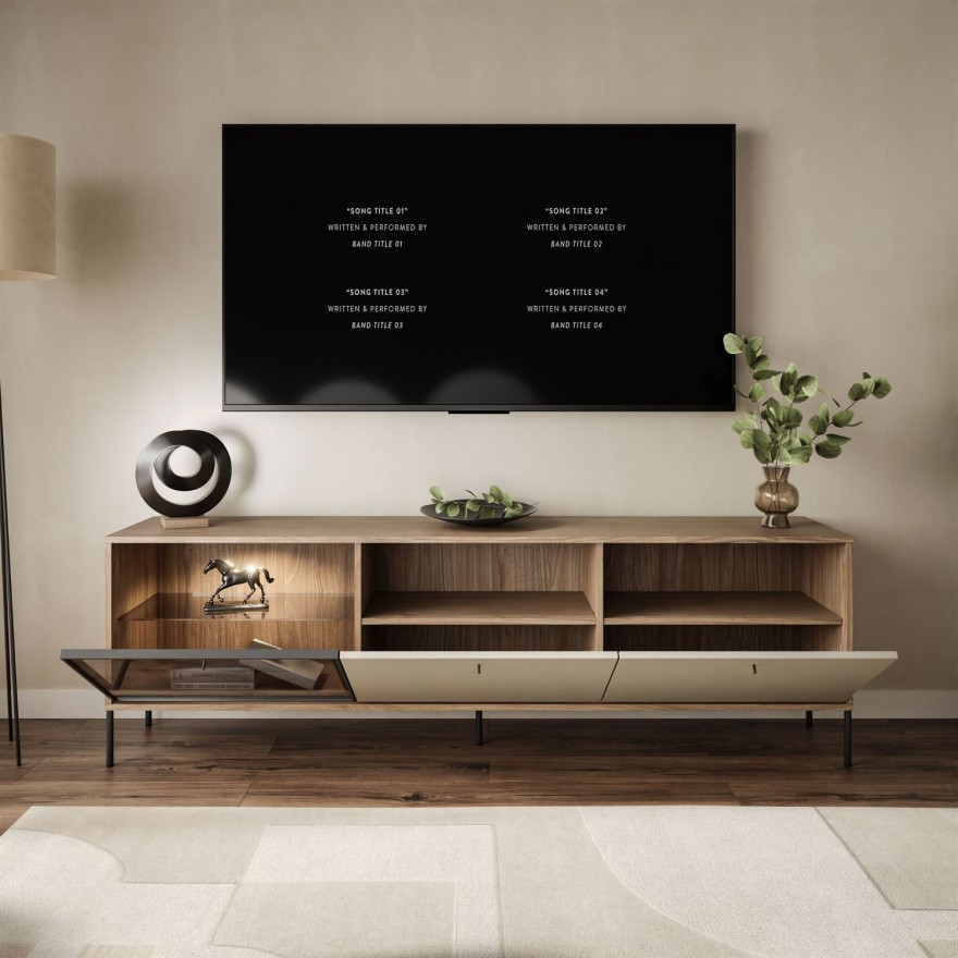 ISA TV-Schrank mit LED-Beleuchtung auf hohen Beinen