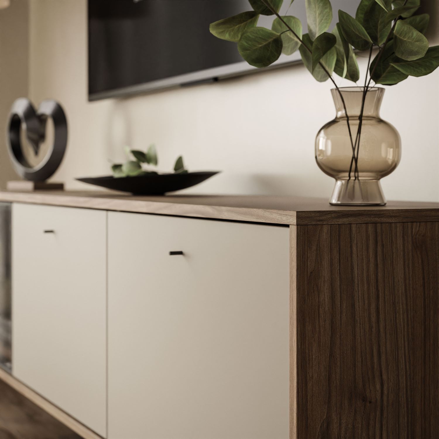 ISA TV-Schrank mit LED-Beleuchtung auf hohen Beinen