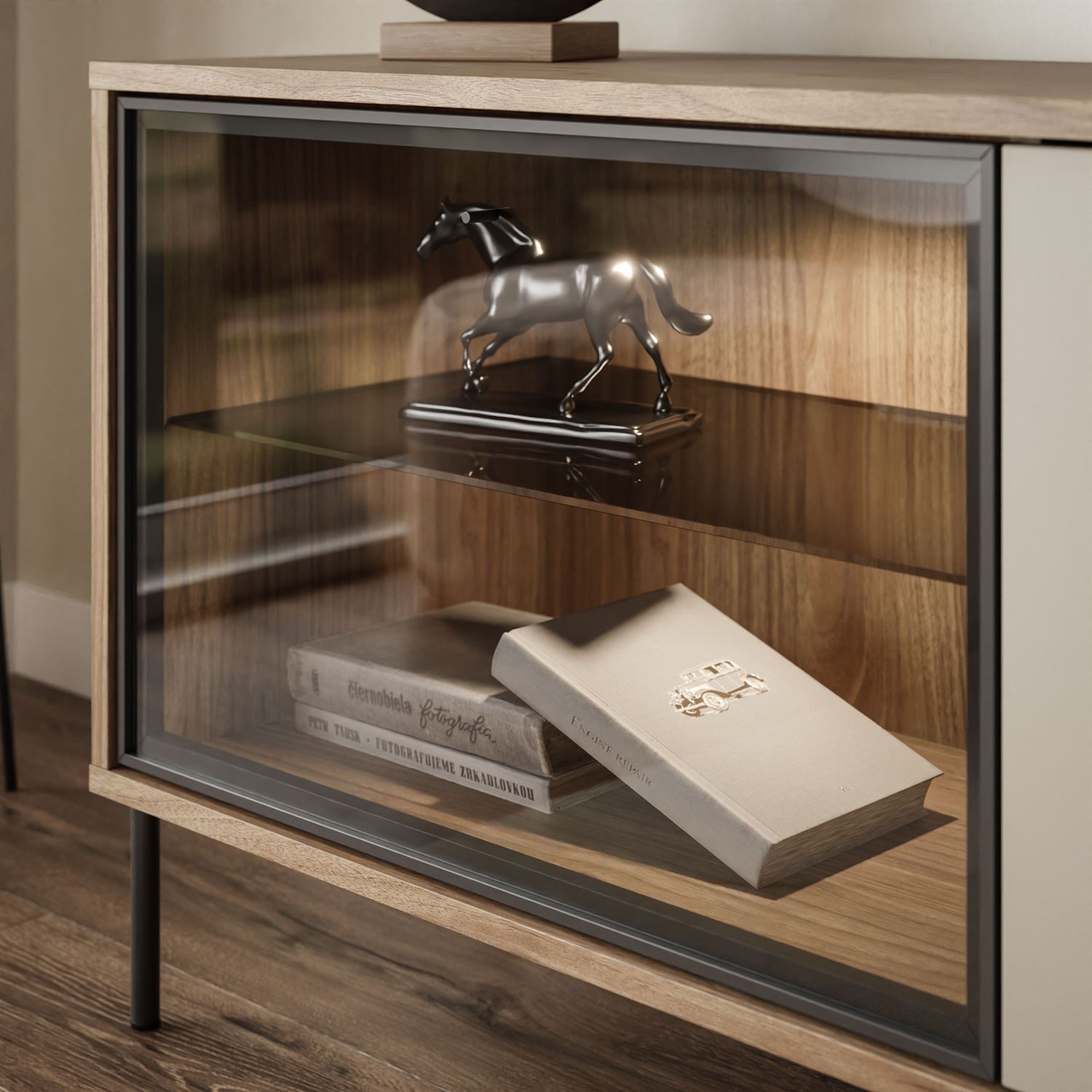 ISA TV-Schrank mit LED-Beleuchtung auf hohen Beinen