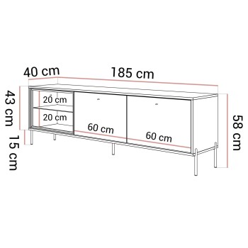 ISA TV-Schrank mit LED-Beleuchtung auf hohen Beinen