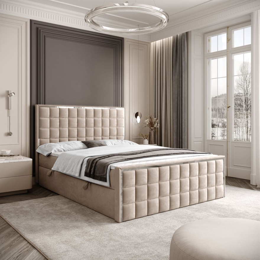 Kontinentalbett ISADORA II SILVER mit Bettkasten