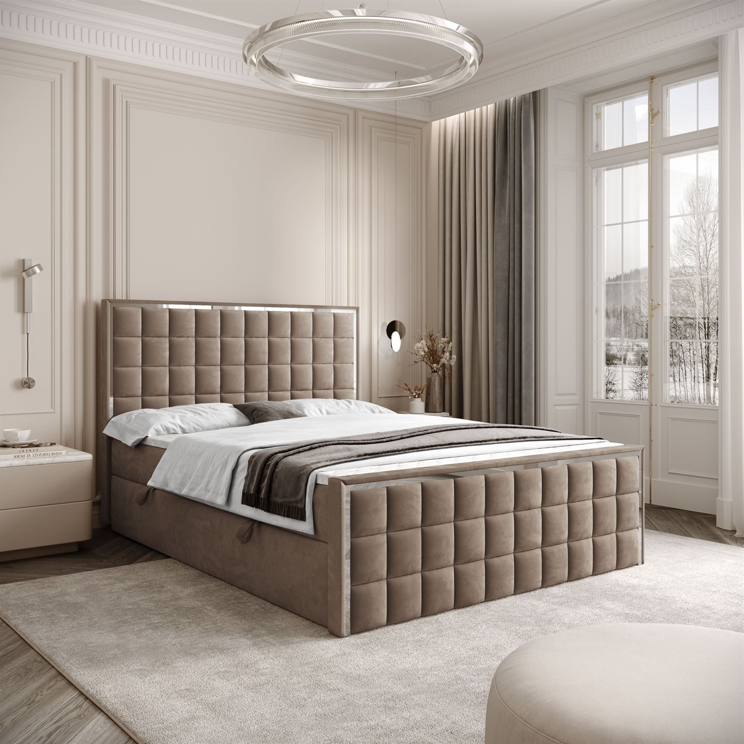 Kontinentalbett ISADORA II SILVER mit Bettkasten