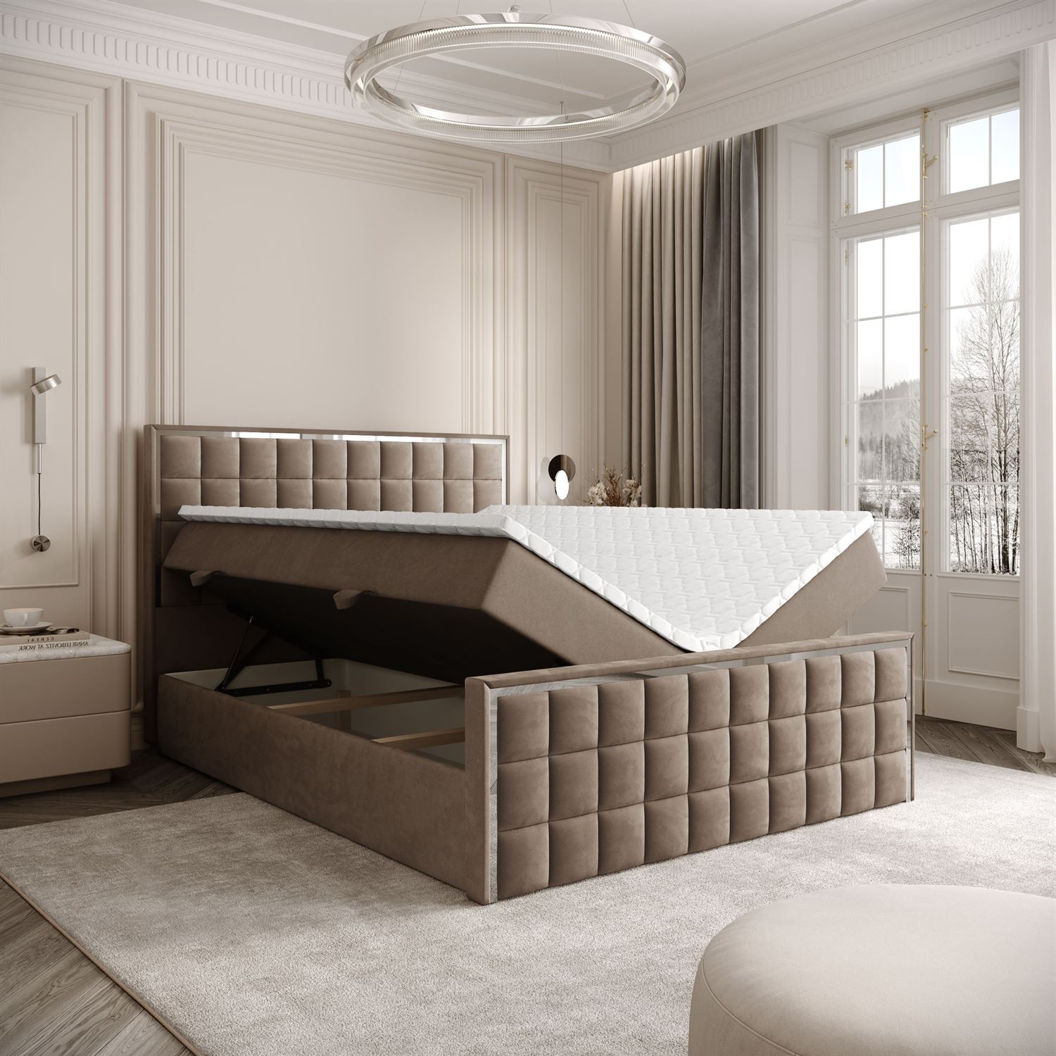 Kontinentalbett ISADORA II SILVER mit Bettkasten