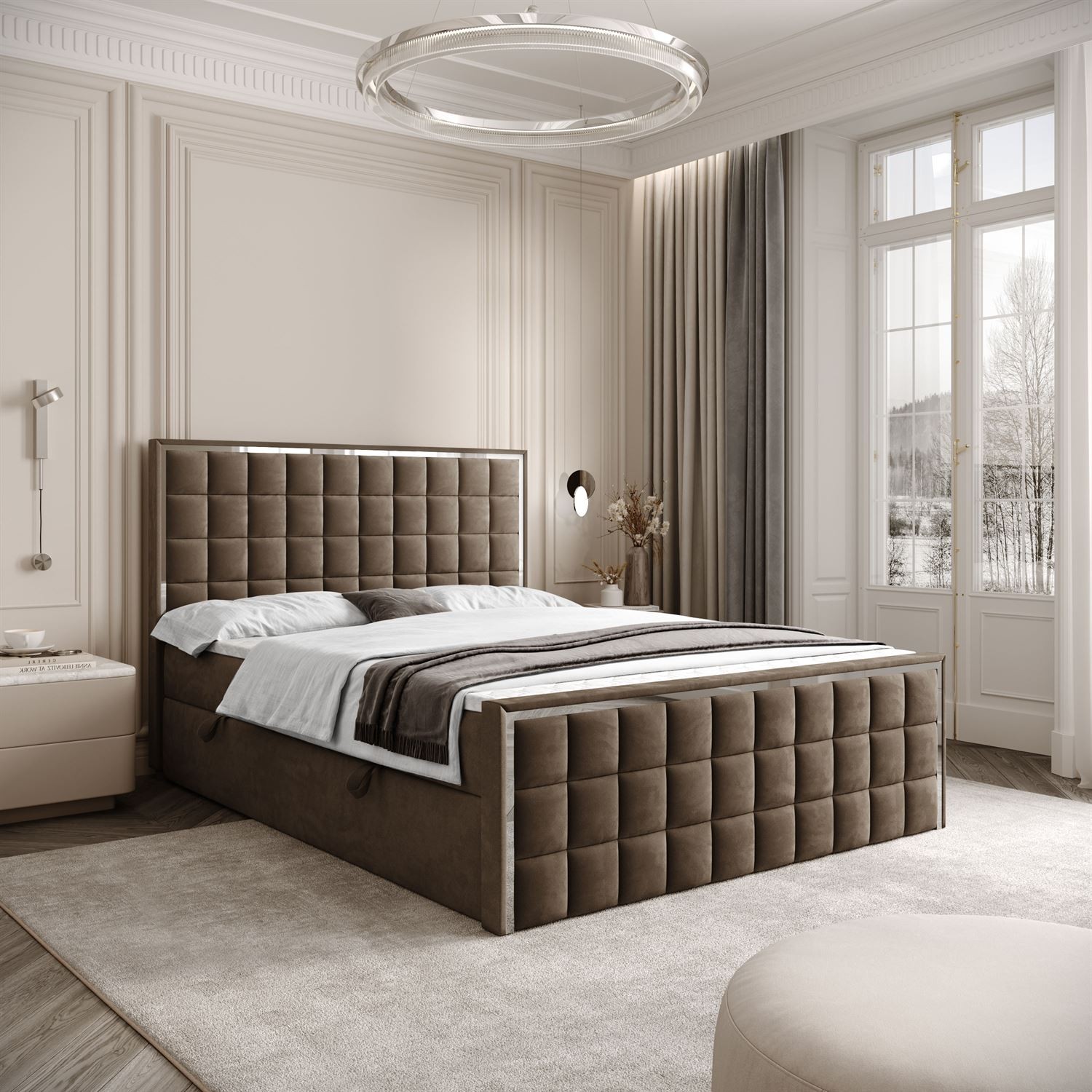 Kontinentalbett ISADORA II SILVER mit Bettkasten