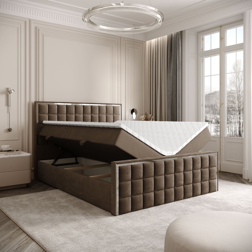 Kontinentalbett ISADORA II SILVER mit Bettkasten