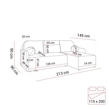 Ecksofa CUDDLE mit Schlaffunktion und Bettkasten