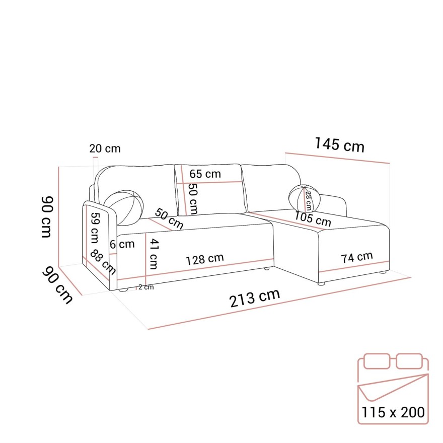 Ecksofa CUDDLE mit Schlaffunktion und Bettkasten
