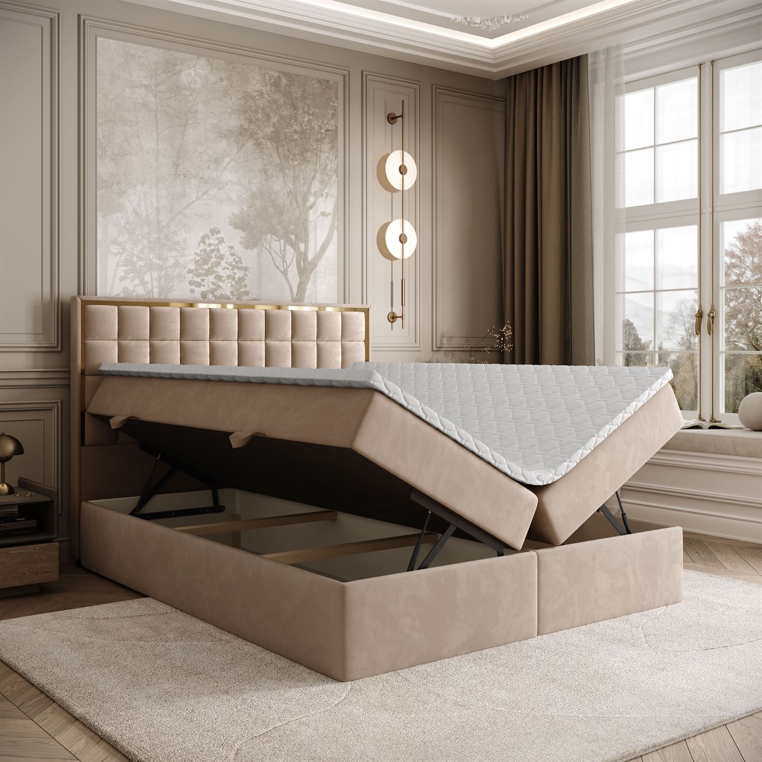 Boxspringbett ISADORA GOLD mit Bettkasten