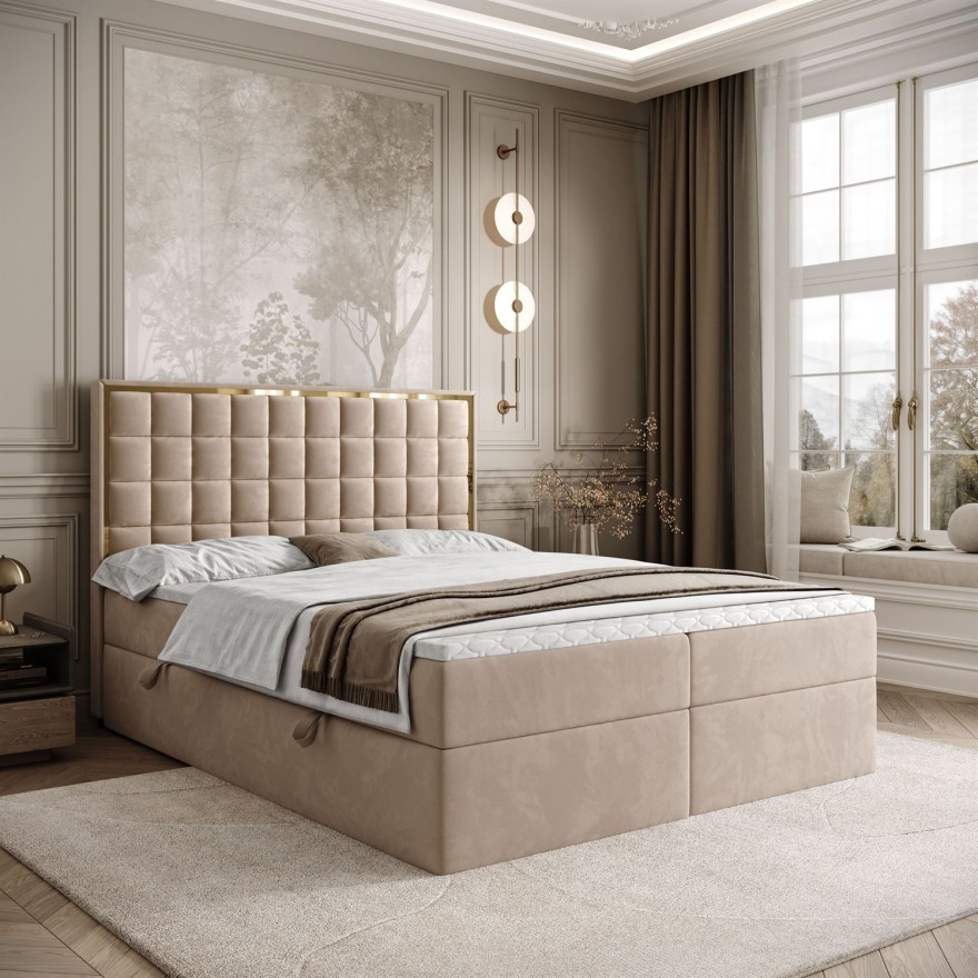 Kontinentalbett ISADORA GOLD mit Bettkasten