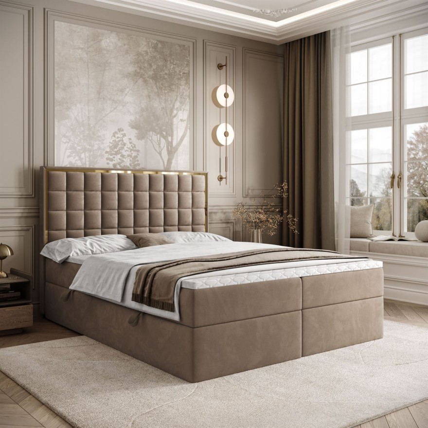 Kontinentalbett ISADORA GOLD mit Bettkasten