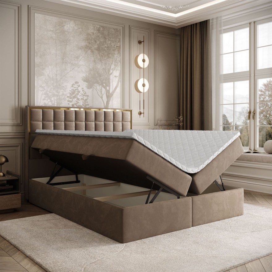Kontinentalbett ISADORA GOLD mit Bettkasten