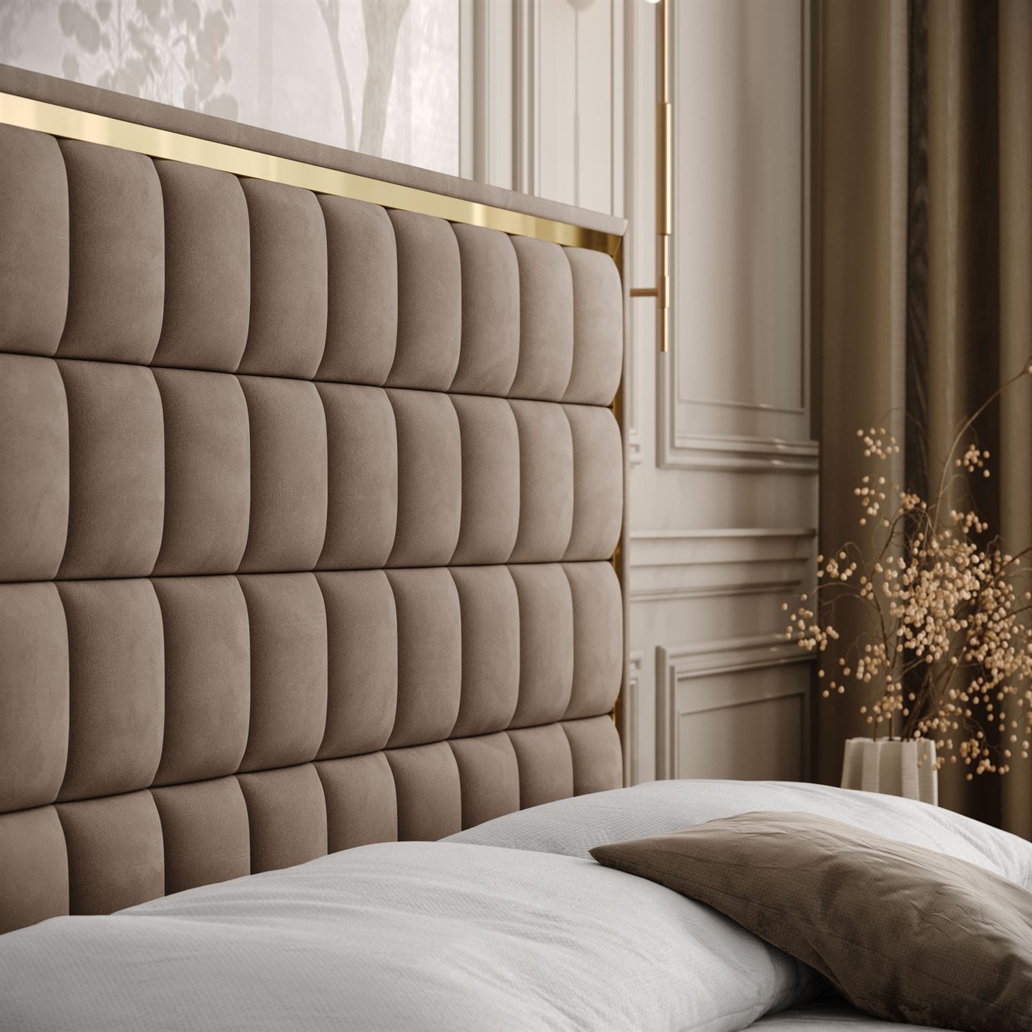 Kontinentalbett ISADORA GOLD mit Bettkasten