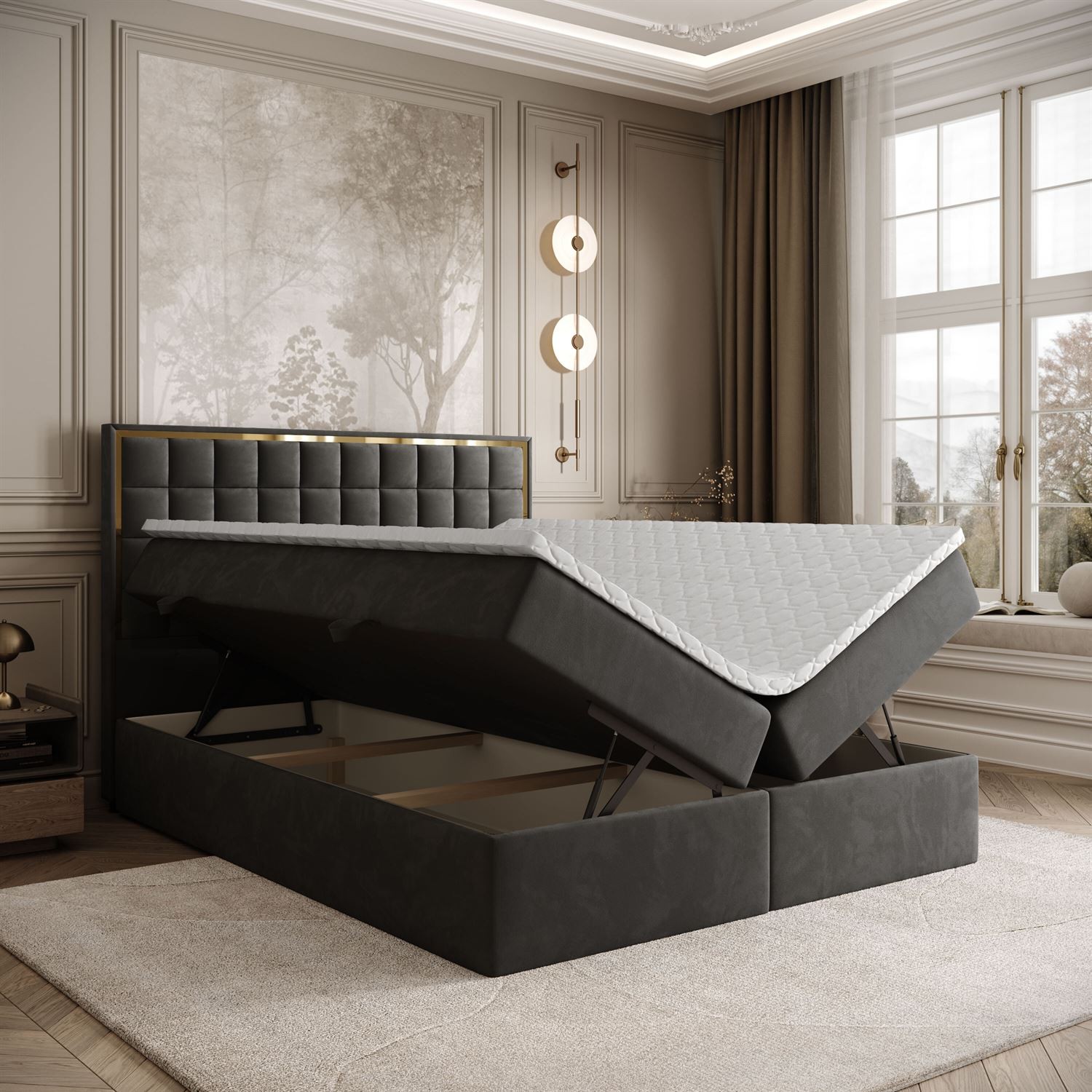 Kontinentalbett ISADORA GOLD mit Bettkasten