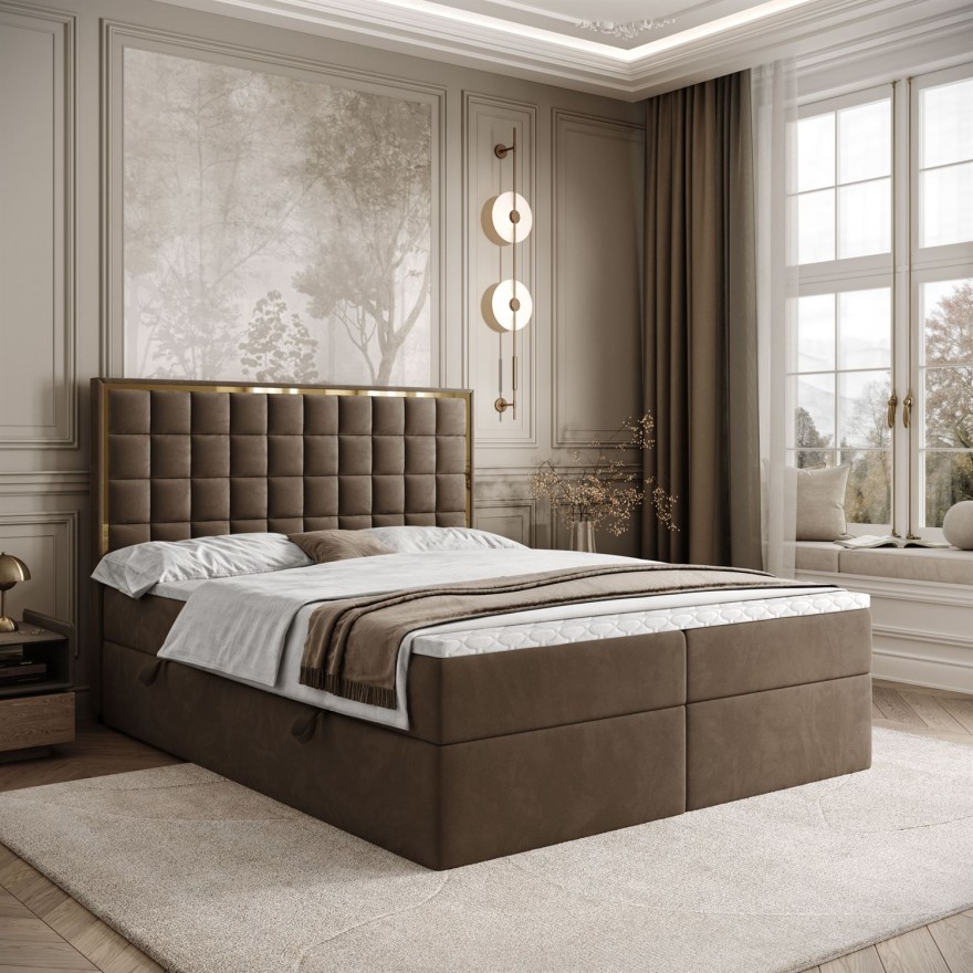 Kontinentalbett ISADORA GOLD mit Bettkasten