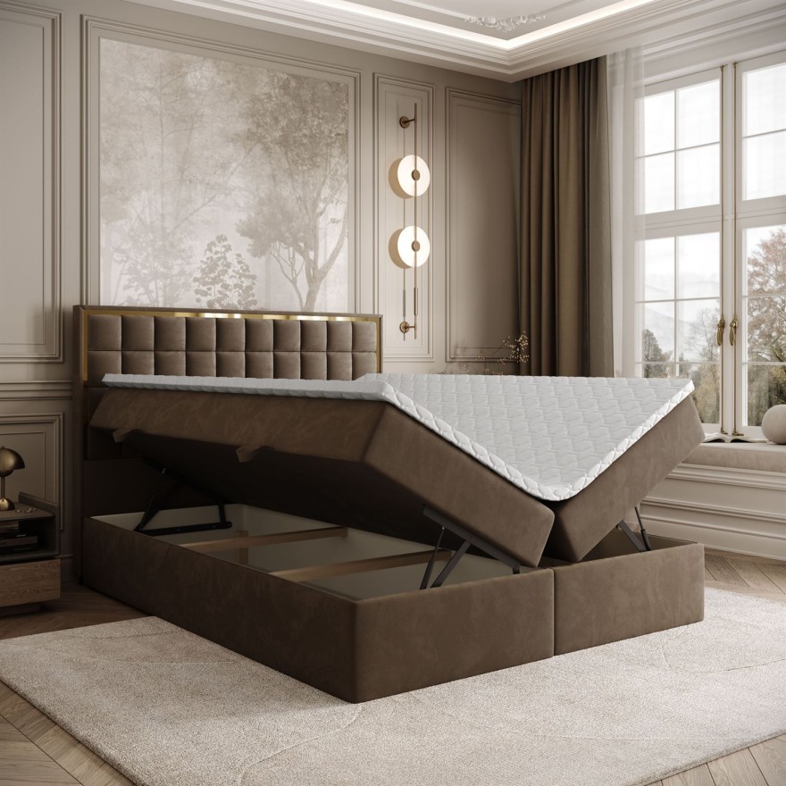 Kontinentalbett ISADORA GOLD mit Bettkasten