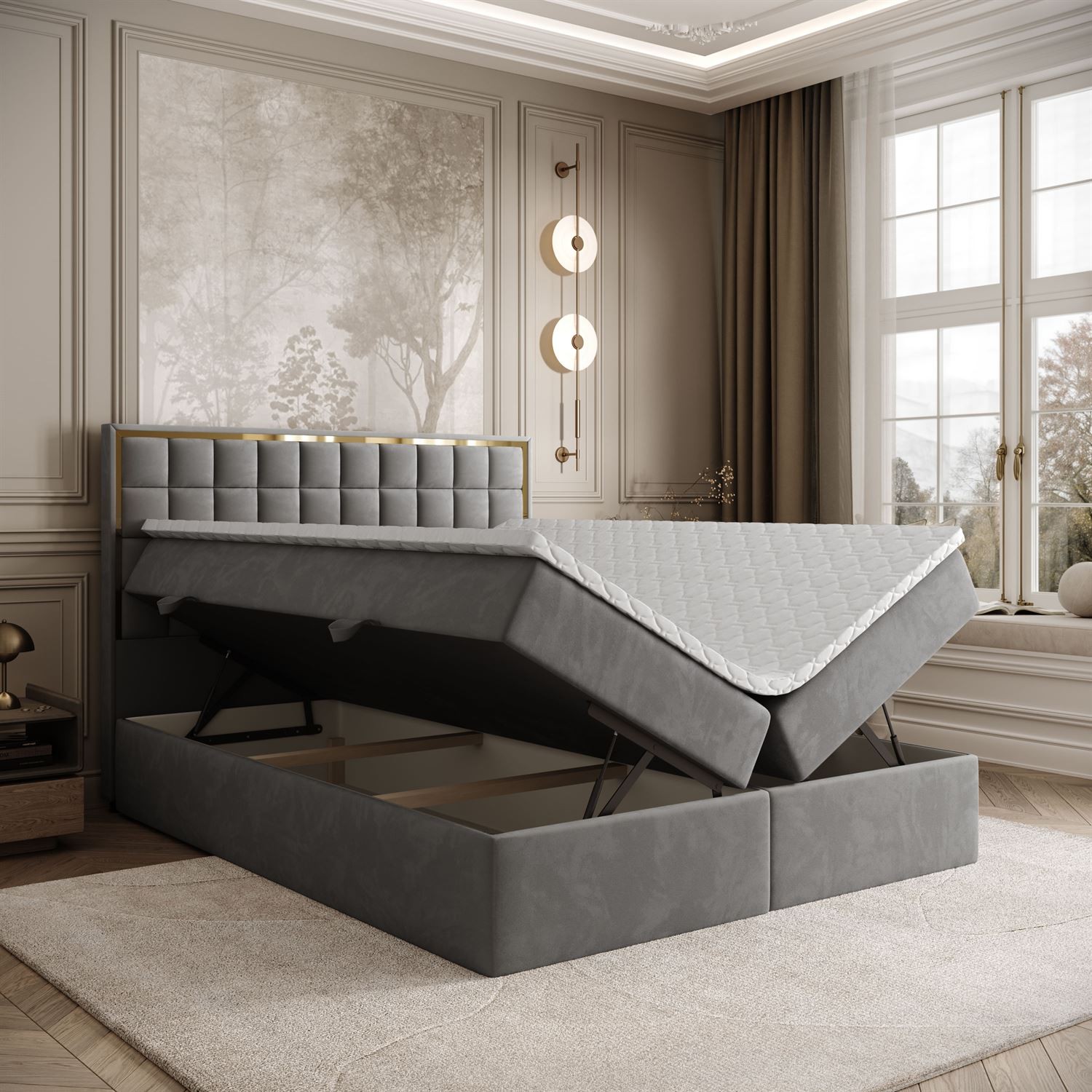 Kontinentalbett ISADORA GOLD mit Bettkasten