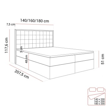 Kontinentalbett ISADORA GOLD mit Bettkasten