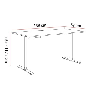 Verstellbarer Schreibtisch SPACE GAMING auf Metallbeinen