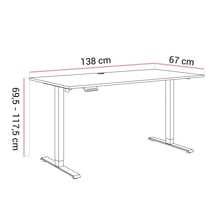 Verstellbarer Schreibtisch SPACE GAMING auf Metallbeinen
