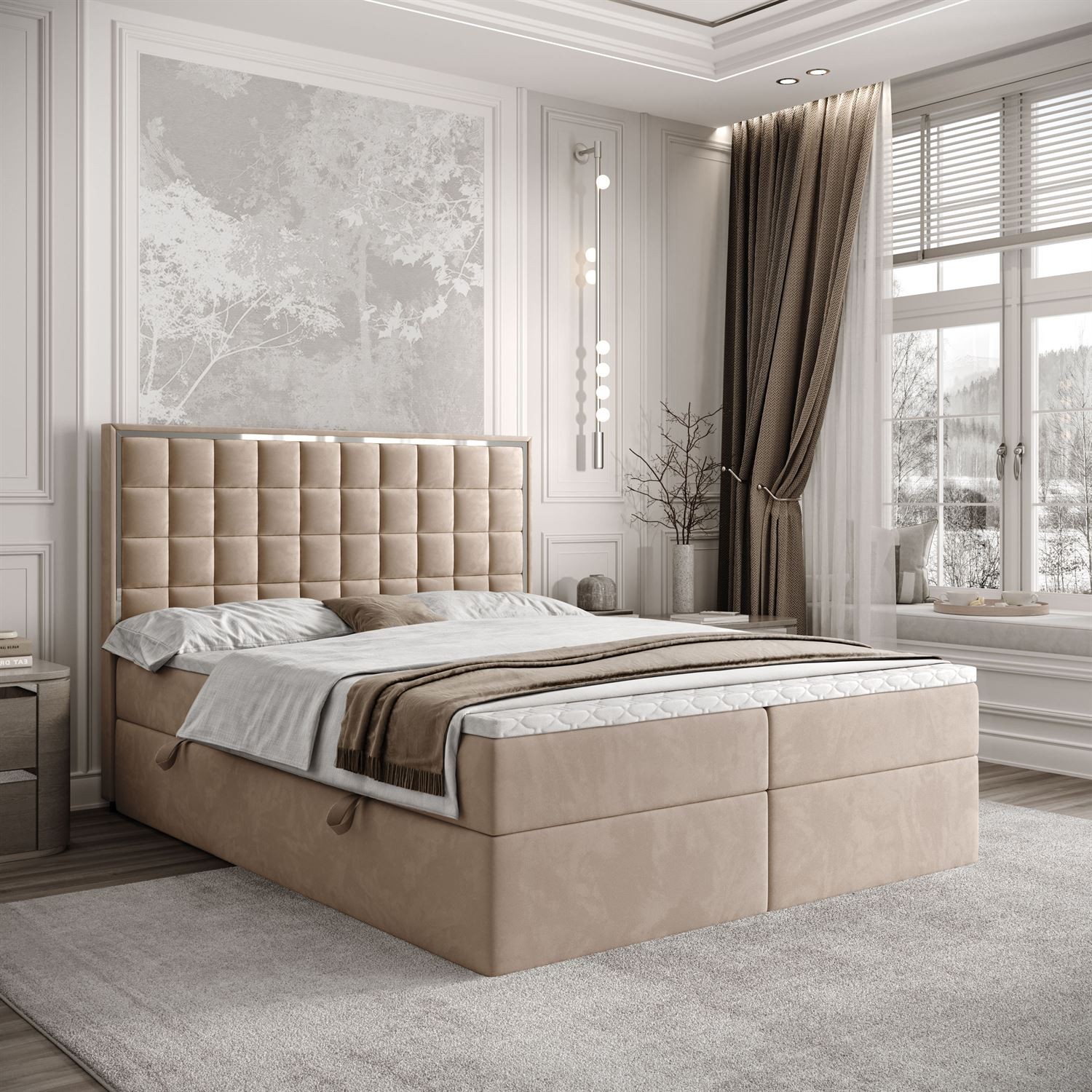 Boxspringbett ISADORA SILVER mit Bettkasten