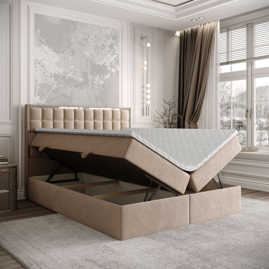 Boxspringbett ISADORA SILVER mit Bettkasten