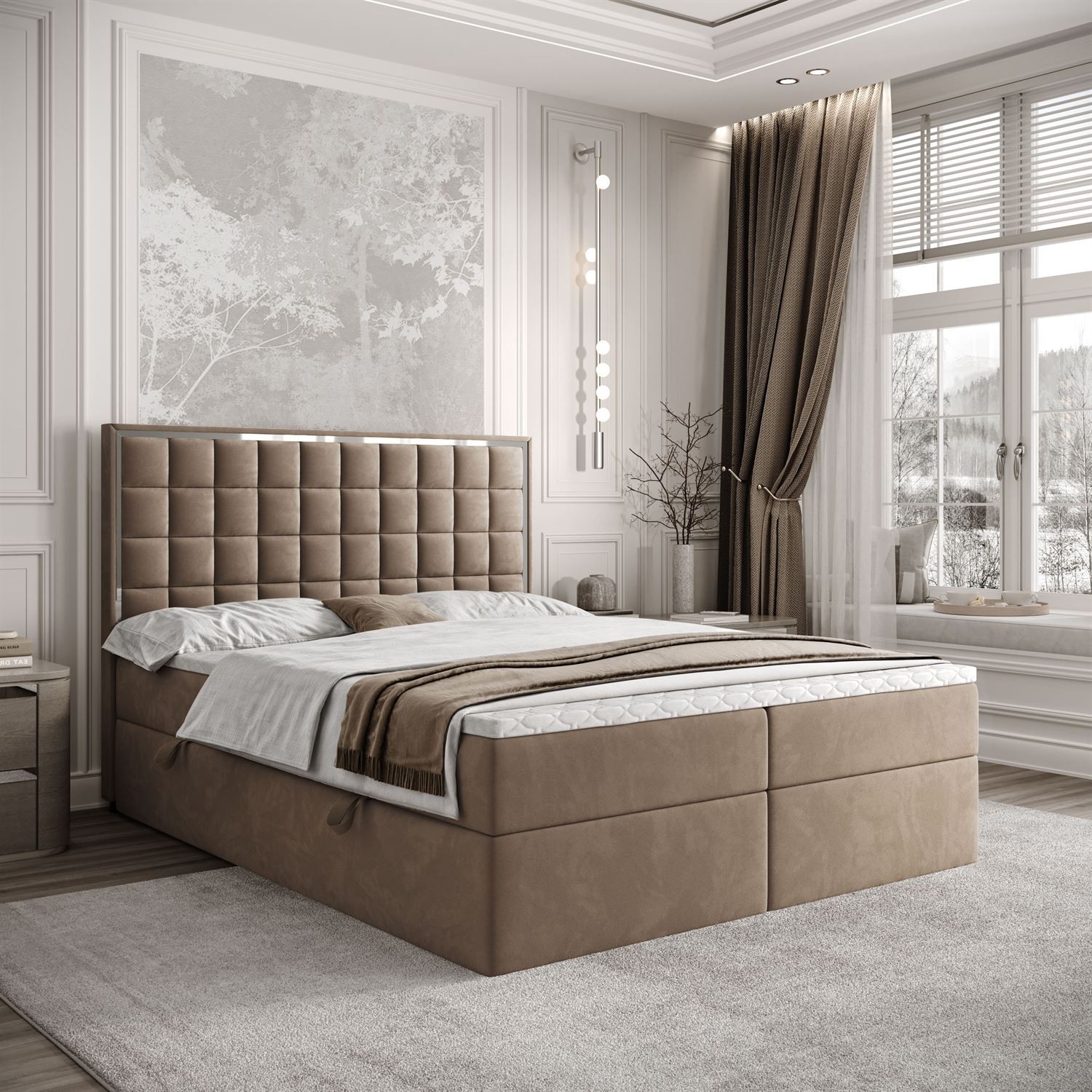 Kontinentalbett ISADORA SILVER mit Bettkasten