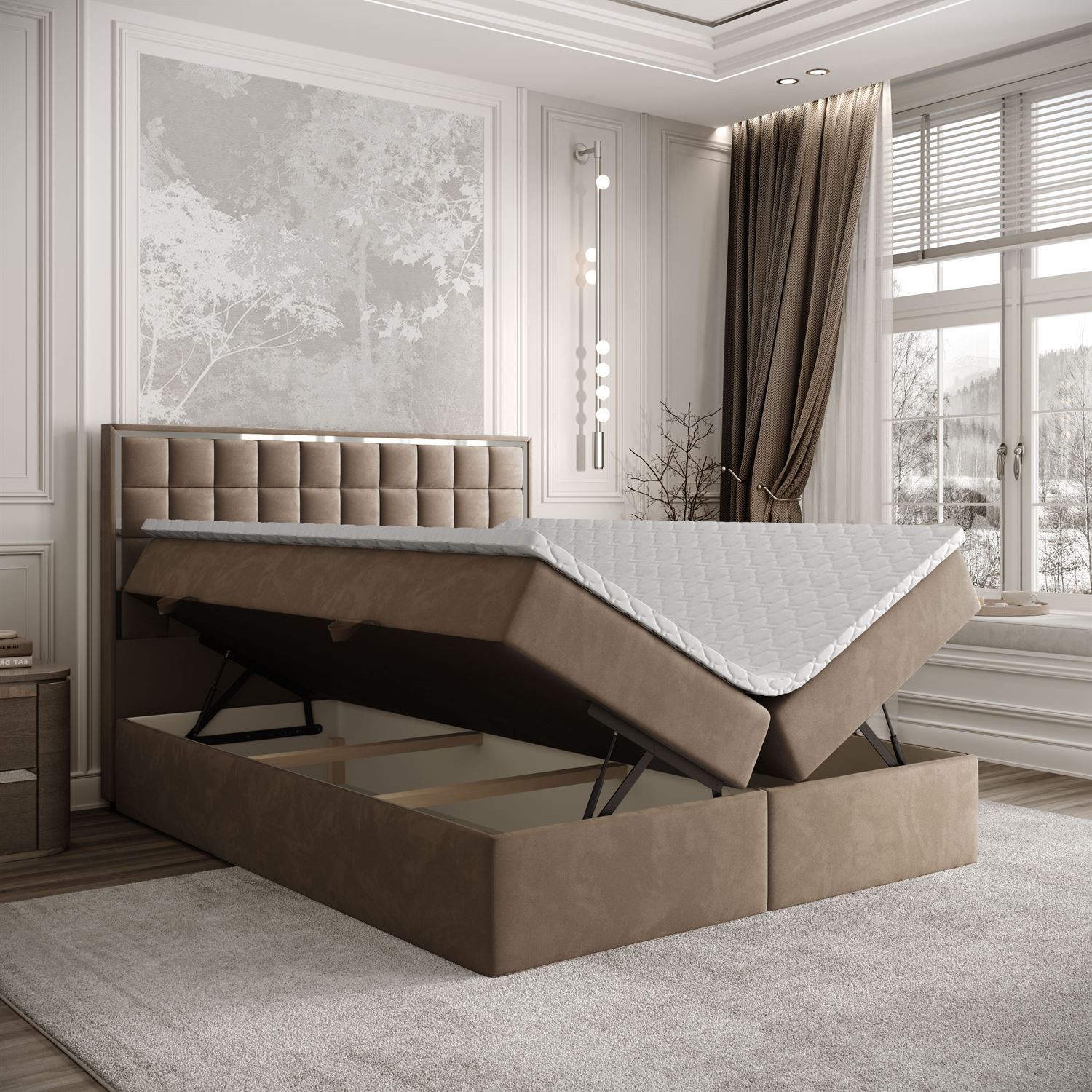 Kontinentalbett ISADORA SILVER mit Bettkasten