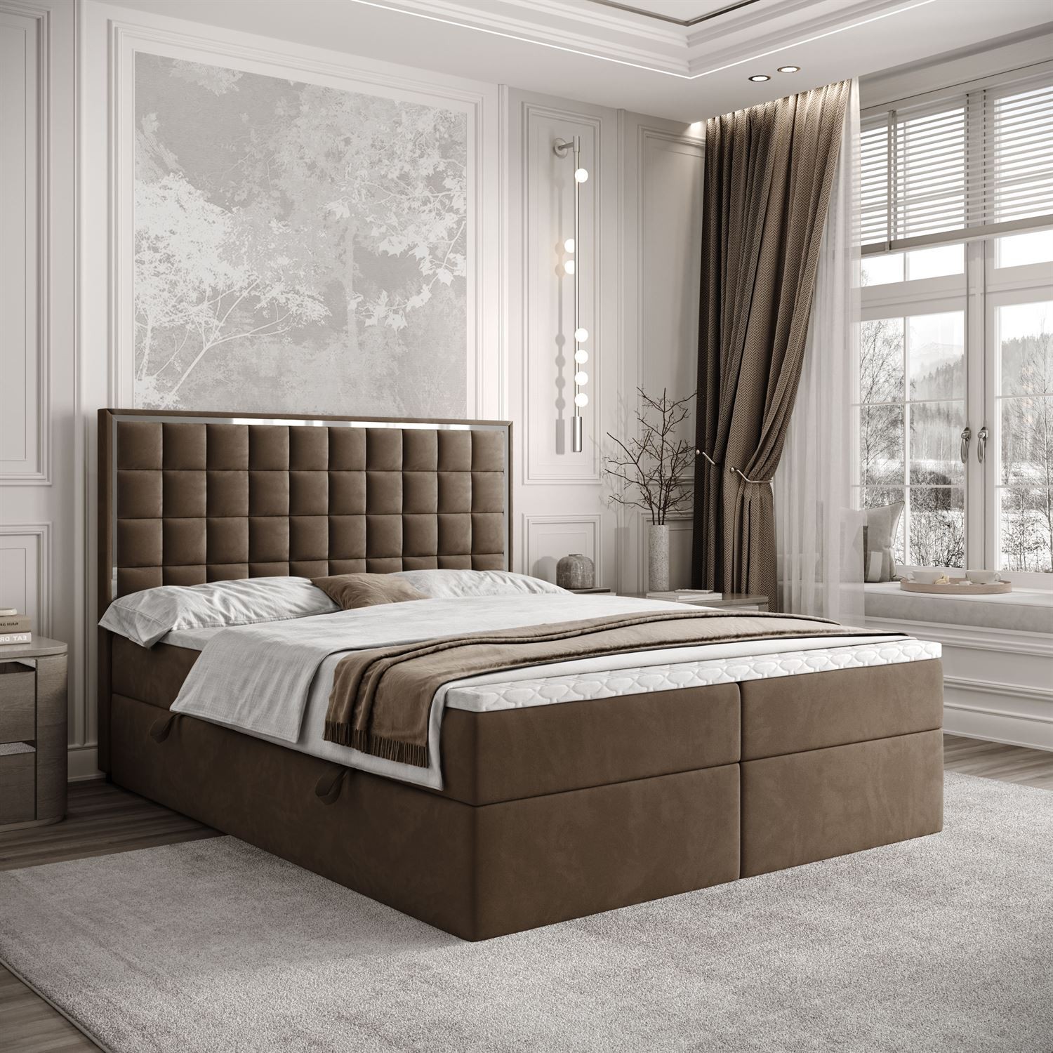 Kontinentalbett ISADORA SILVER mit Bettkasten