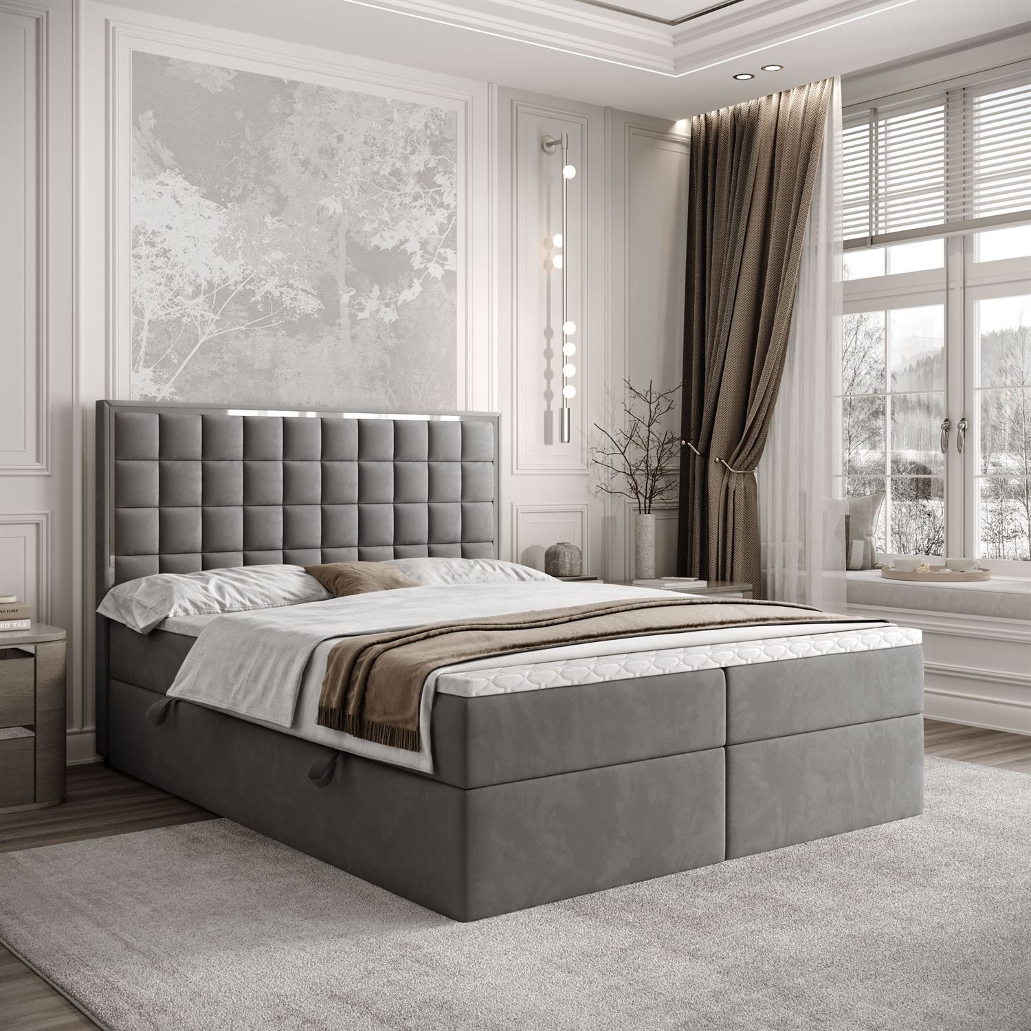 Kontinentalbett ISADORA SILVER mit Bettkasten