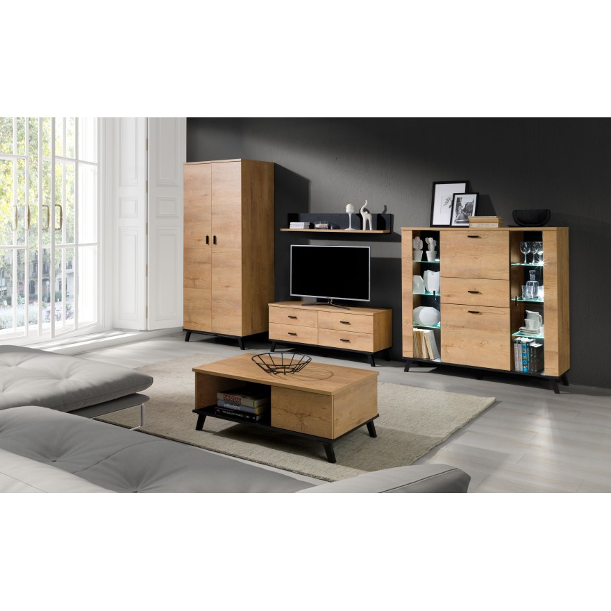 Breite Vitrine JOEL Eiche lefkas