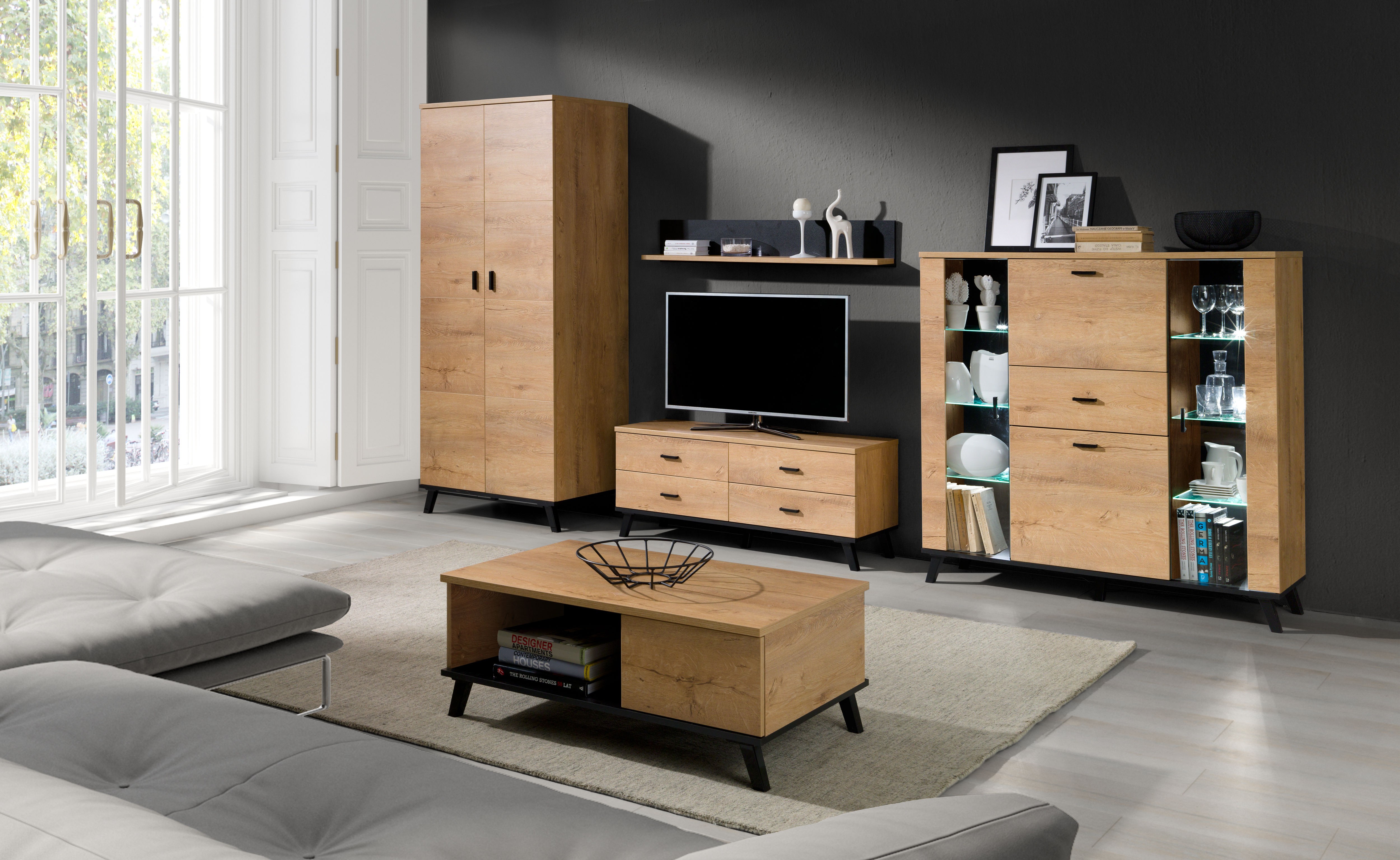 Breite Vitrine JOEL Eiche lefkas