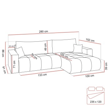 Ecksofa CLOUD II XL mit Schlaffunktion