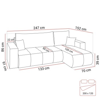 Ecksofa CLOUD II L mit Schlaffunktion