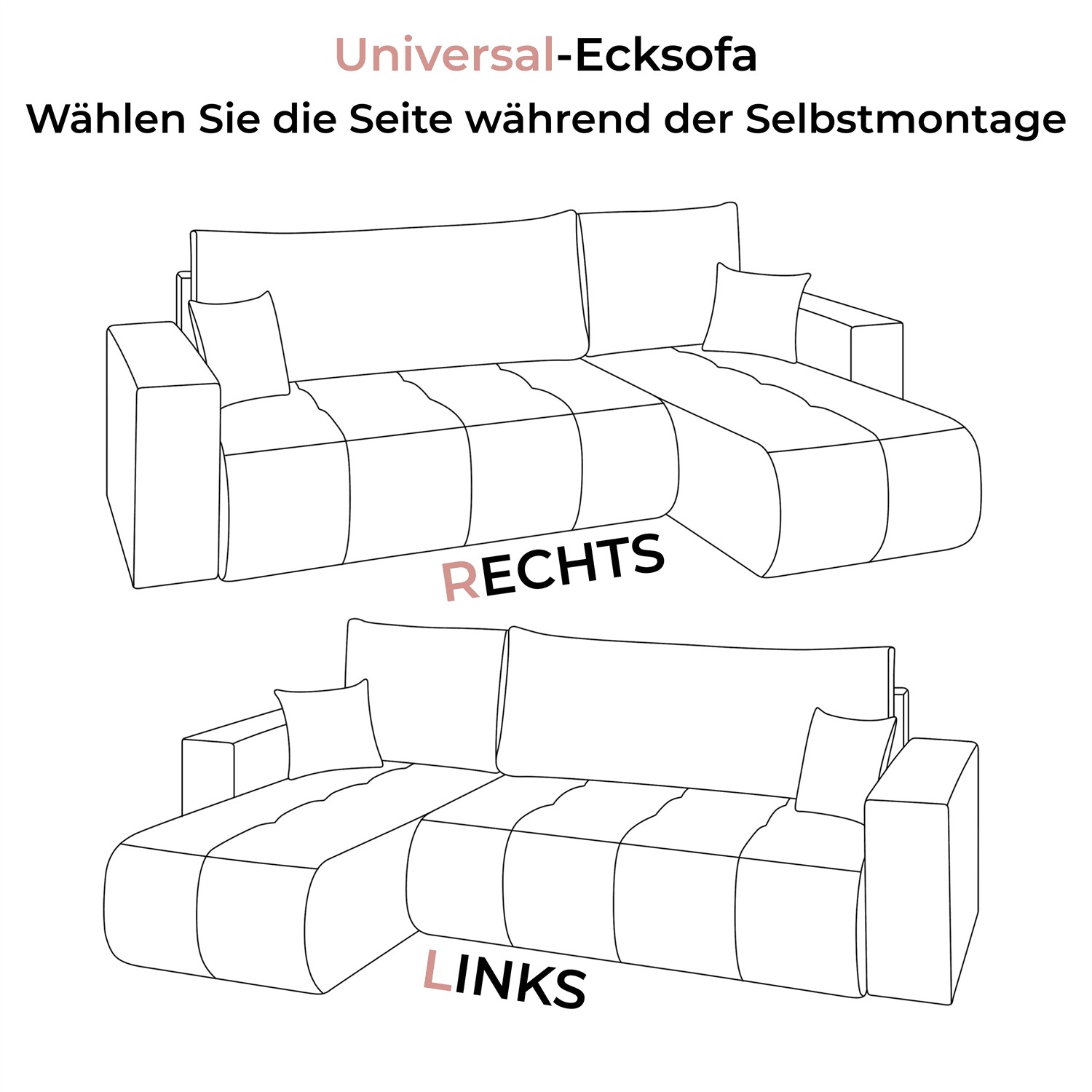 Ecksofa CLOUD II L mit Schlaffunktion