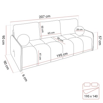 Zweisitzer Sofa MORENA mit Schlaffunktion