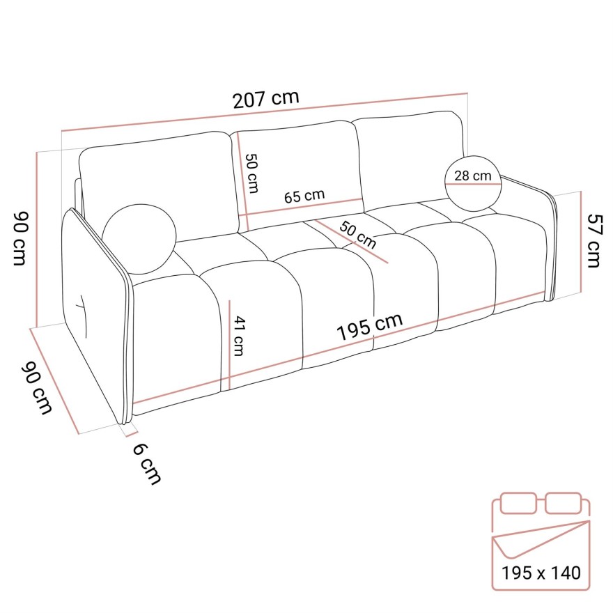 Zweisitzer Sofa MORENA mit Schlaffunktion