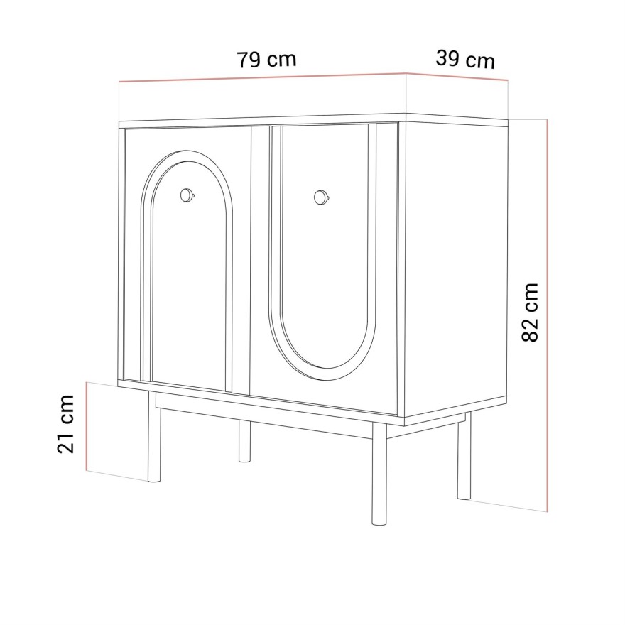 Kommode LIBERTY 2D auf holzbeinen